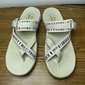 Skechers Women's Outdoor Lifestyle Sandals Beige Rasta Slip On Comfort Size 9.5M